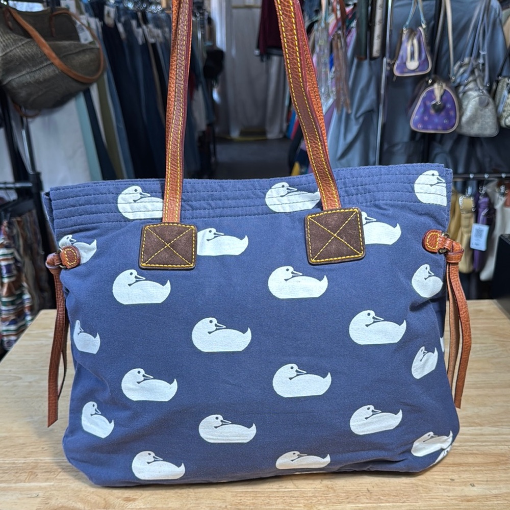 Dooney & Bourke Blue Duck Print Tote Bag